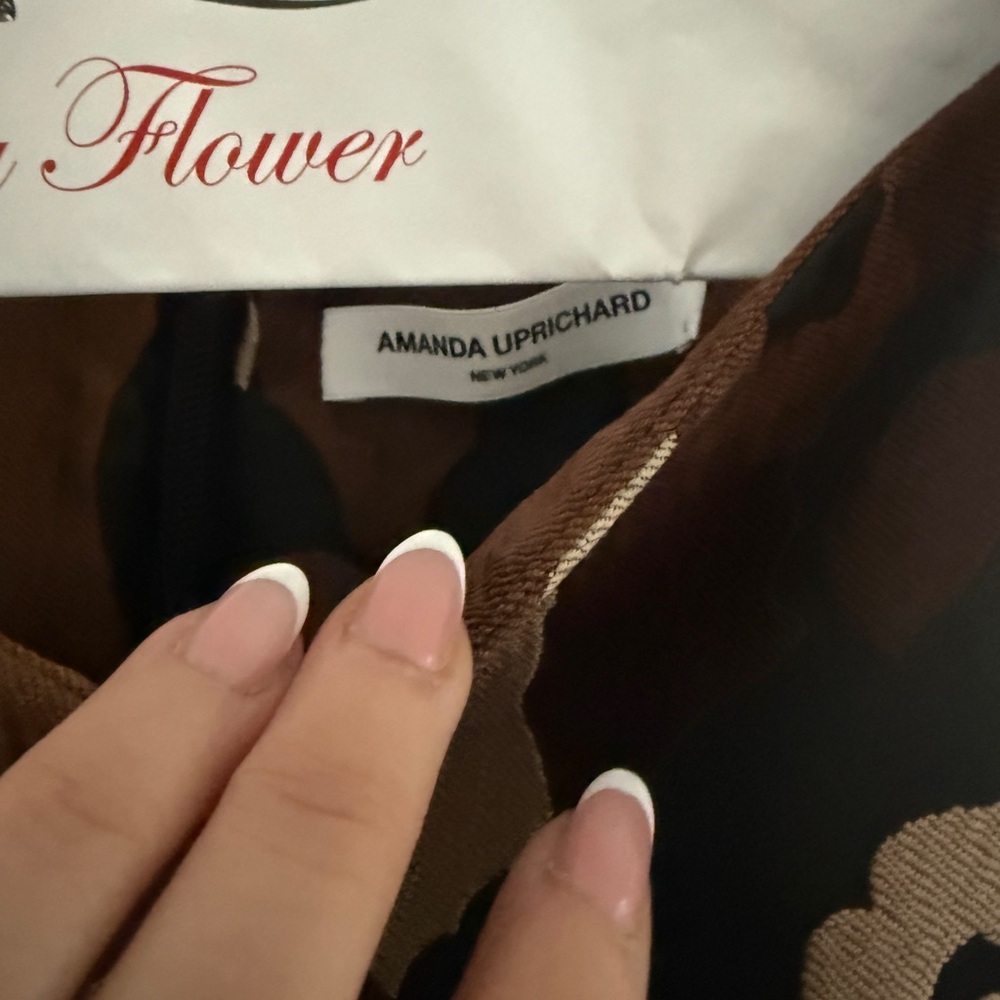 Amanda Uprichard Brown Floral Jacquard Mini Dress - Picture 6 of 10